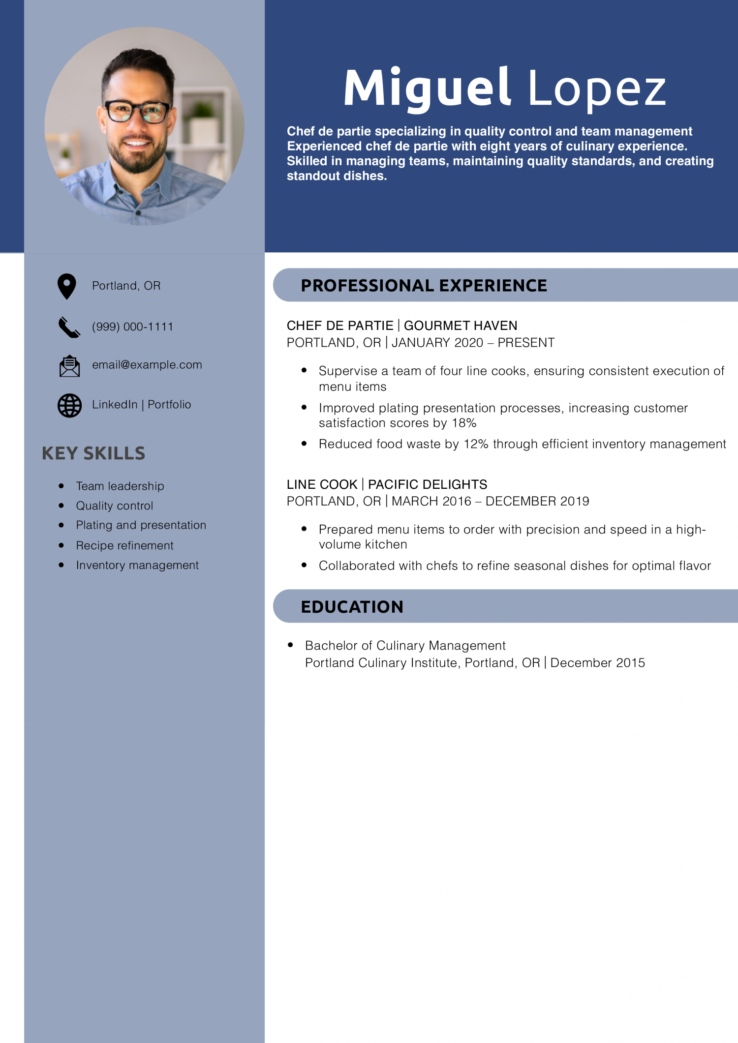  Chef de partie resume