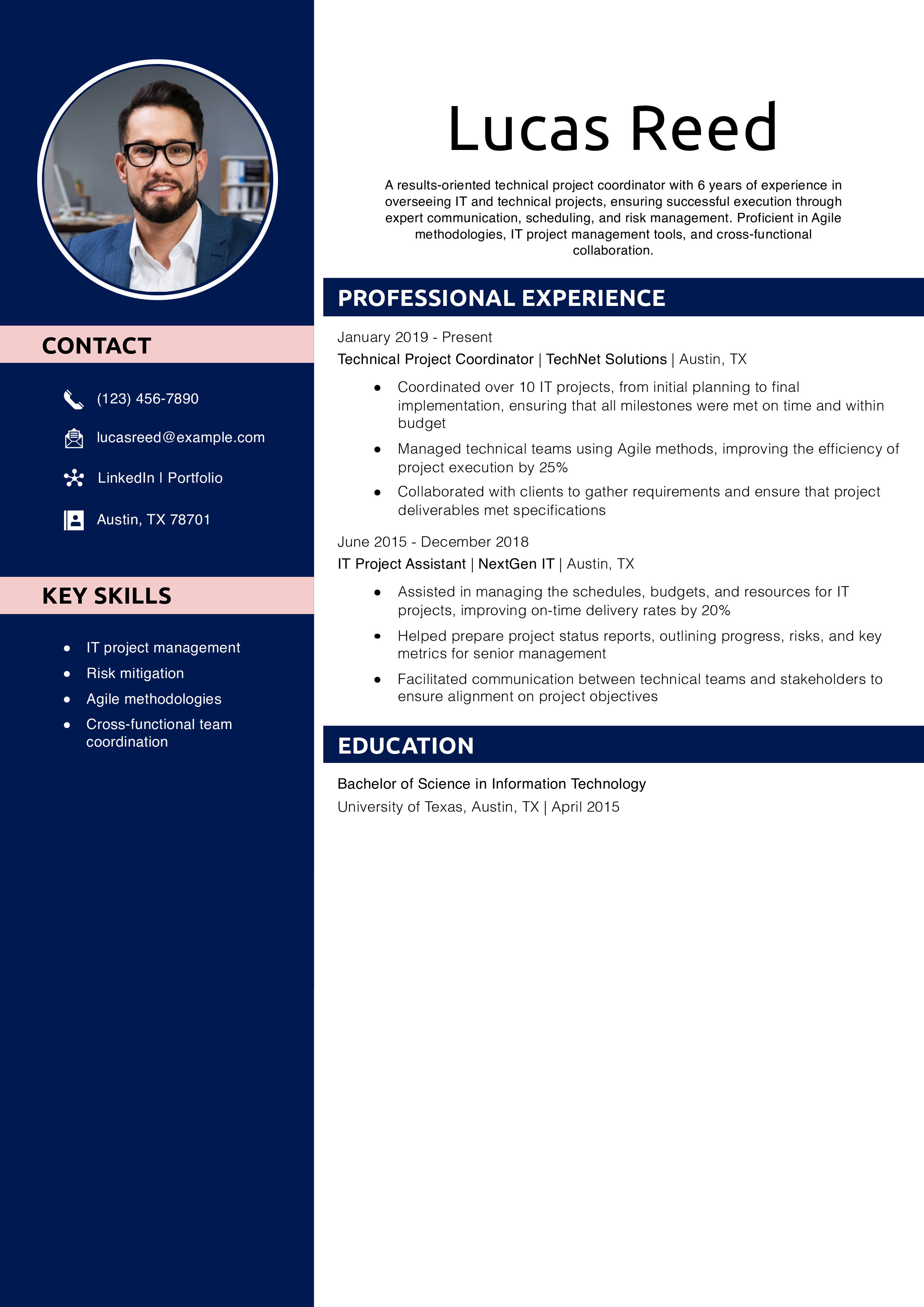 Technical Project Coordinator Resume Example