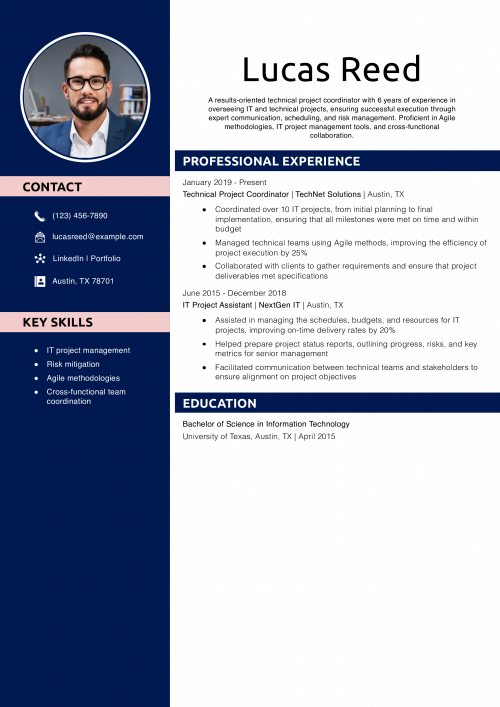 Technical Project Coordinator Resume Example
