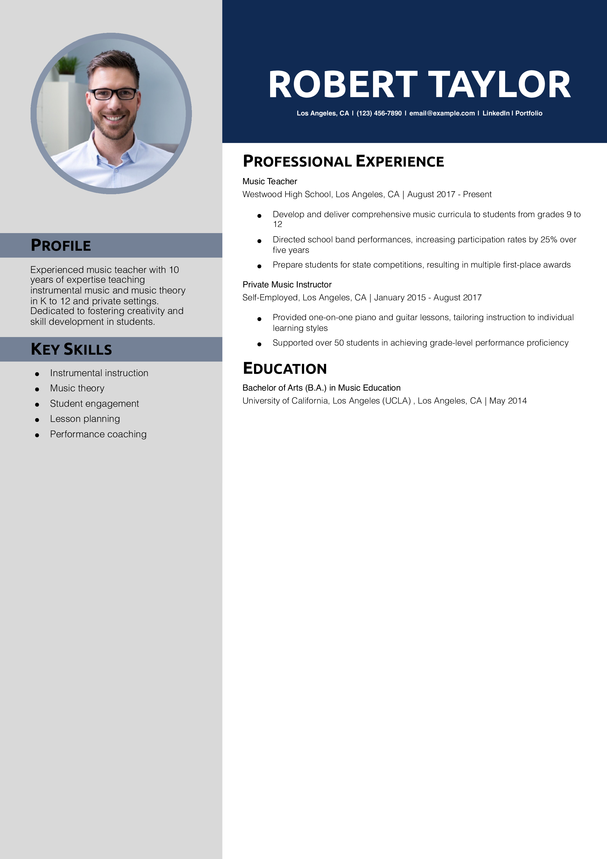 Music teacher resume