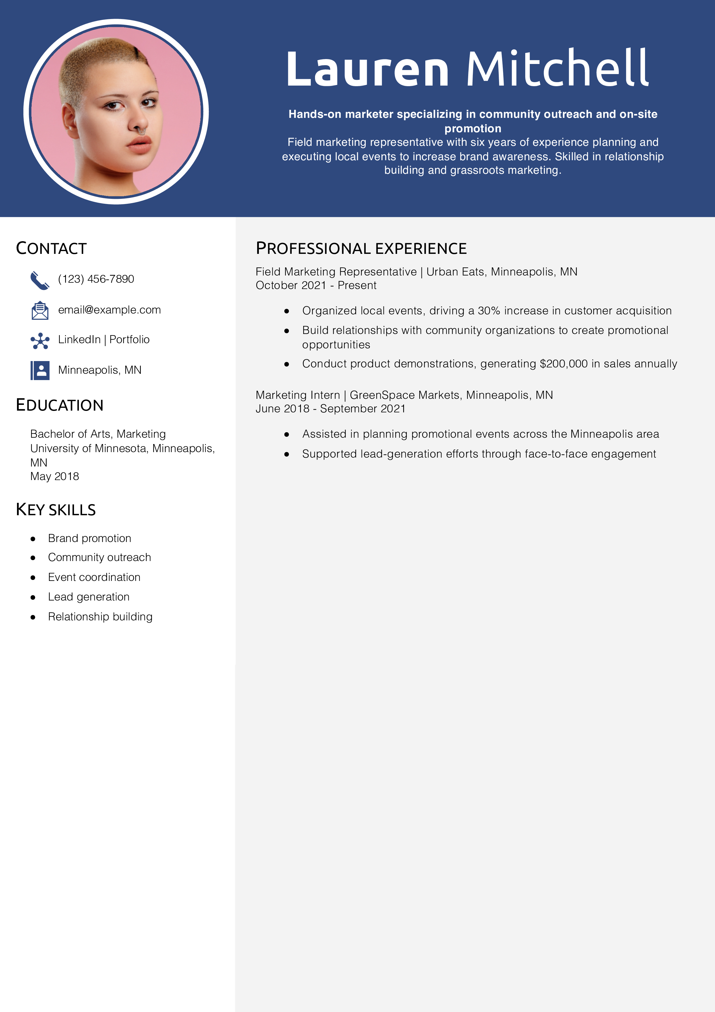 Field Marketing Representative Resume