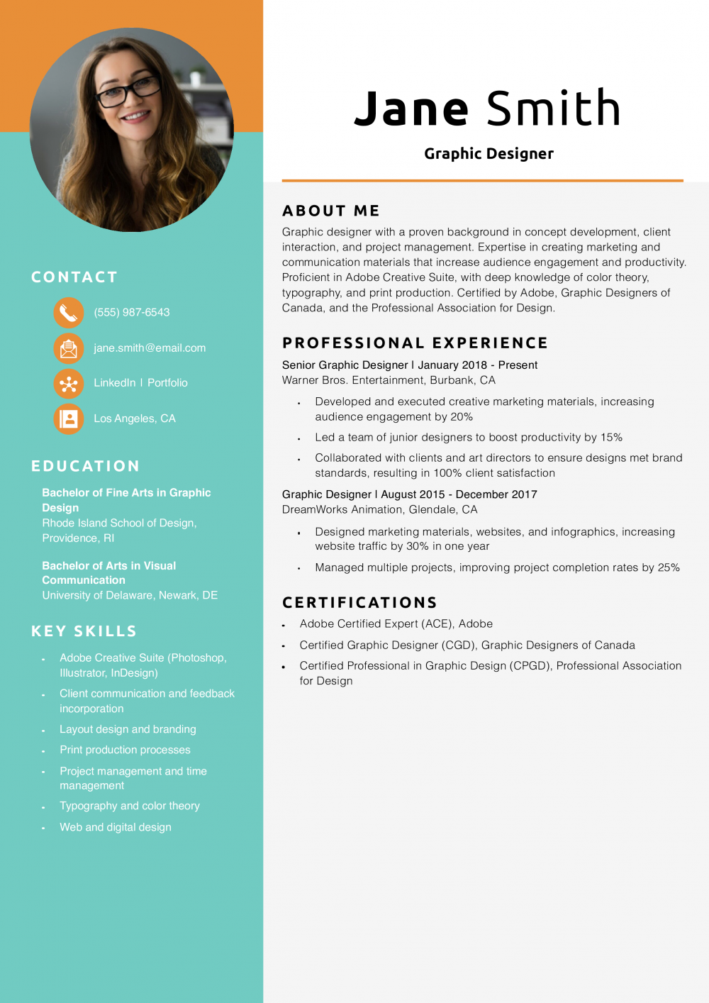 Graphic Designer Resume Example
