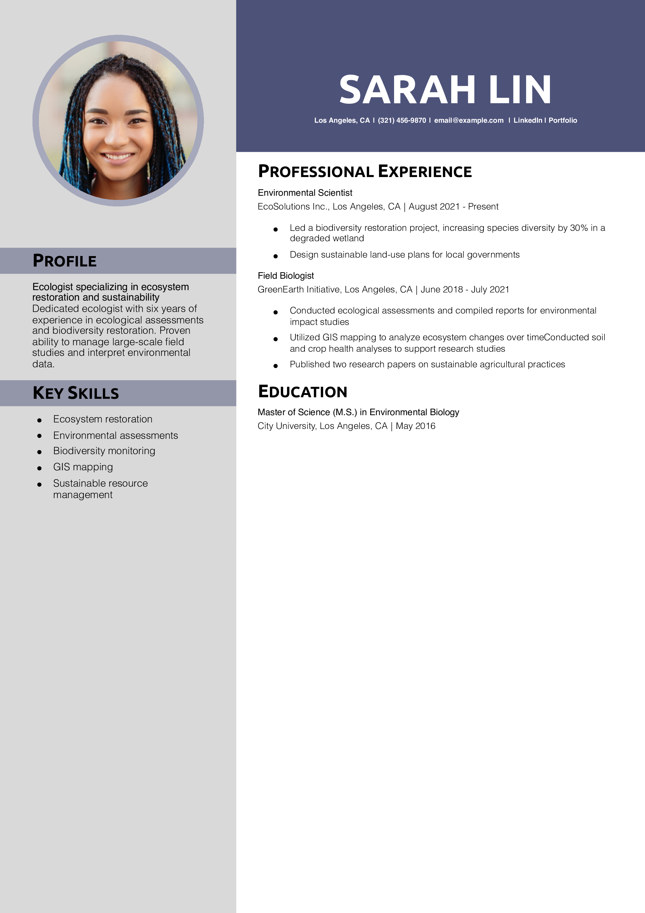 Ecologist resume