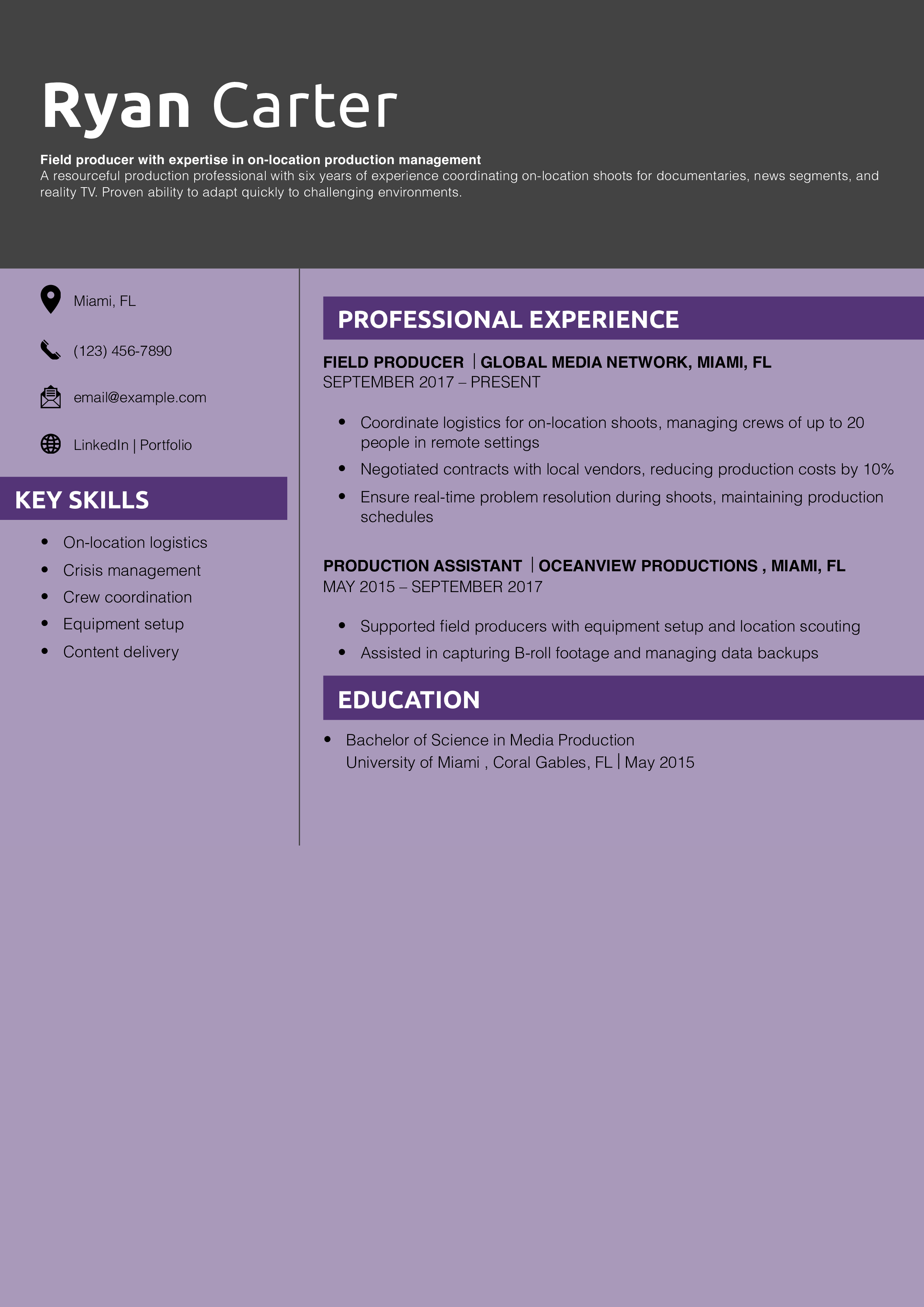 Field producer resume