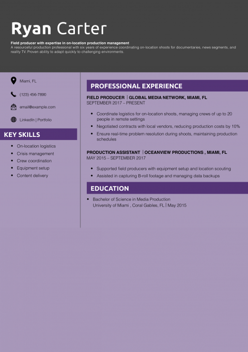 Field producer resume
