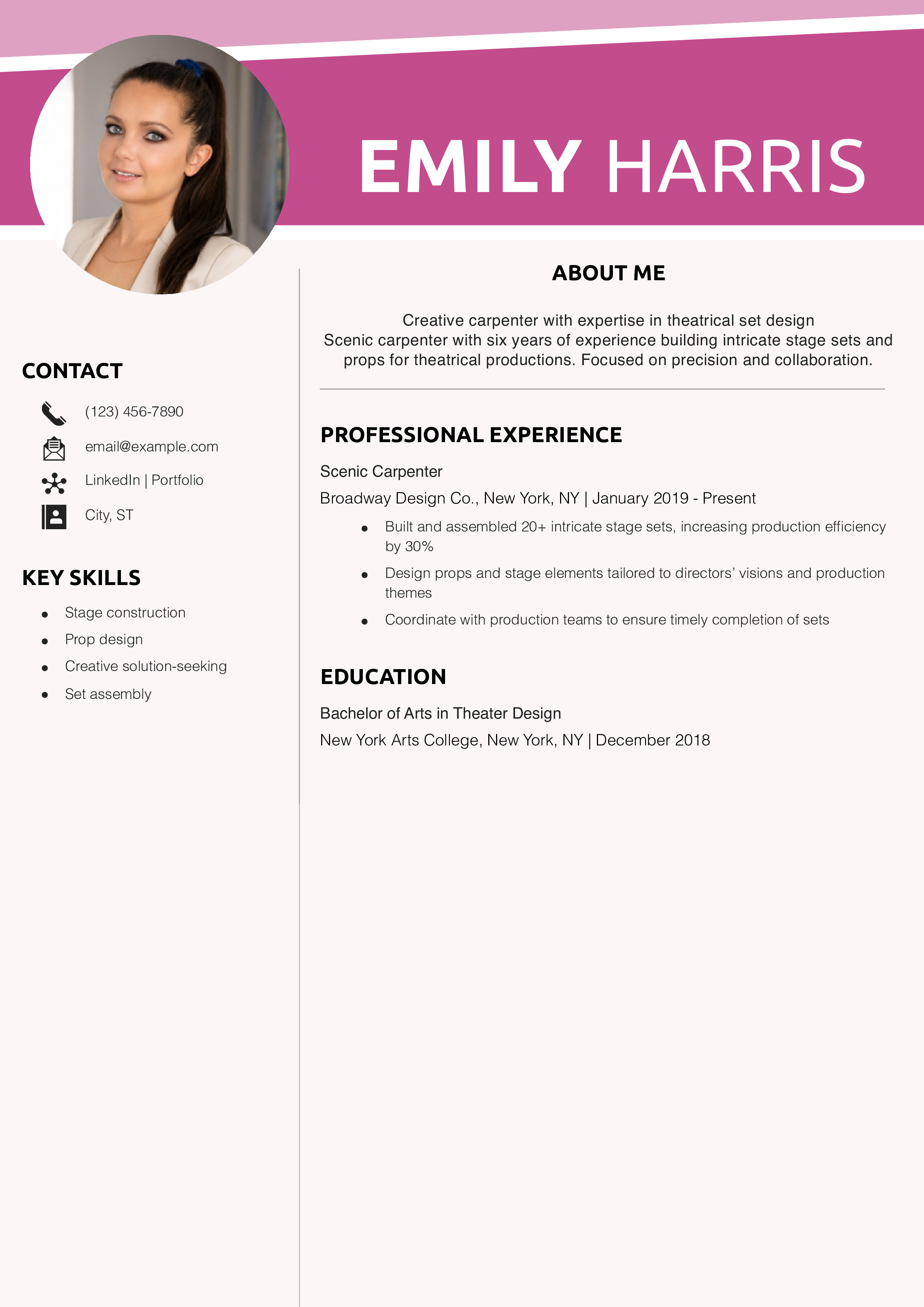 Scenic carpenter resume