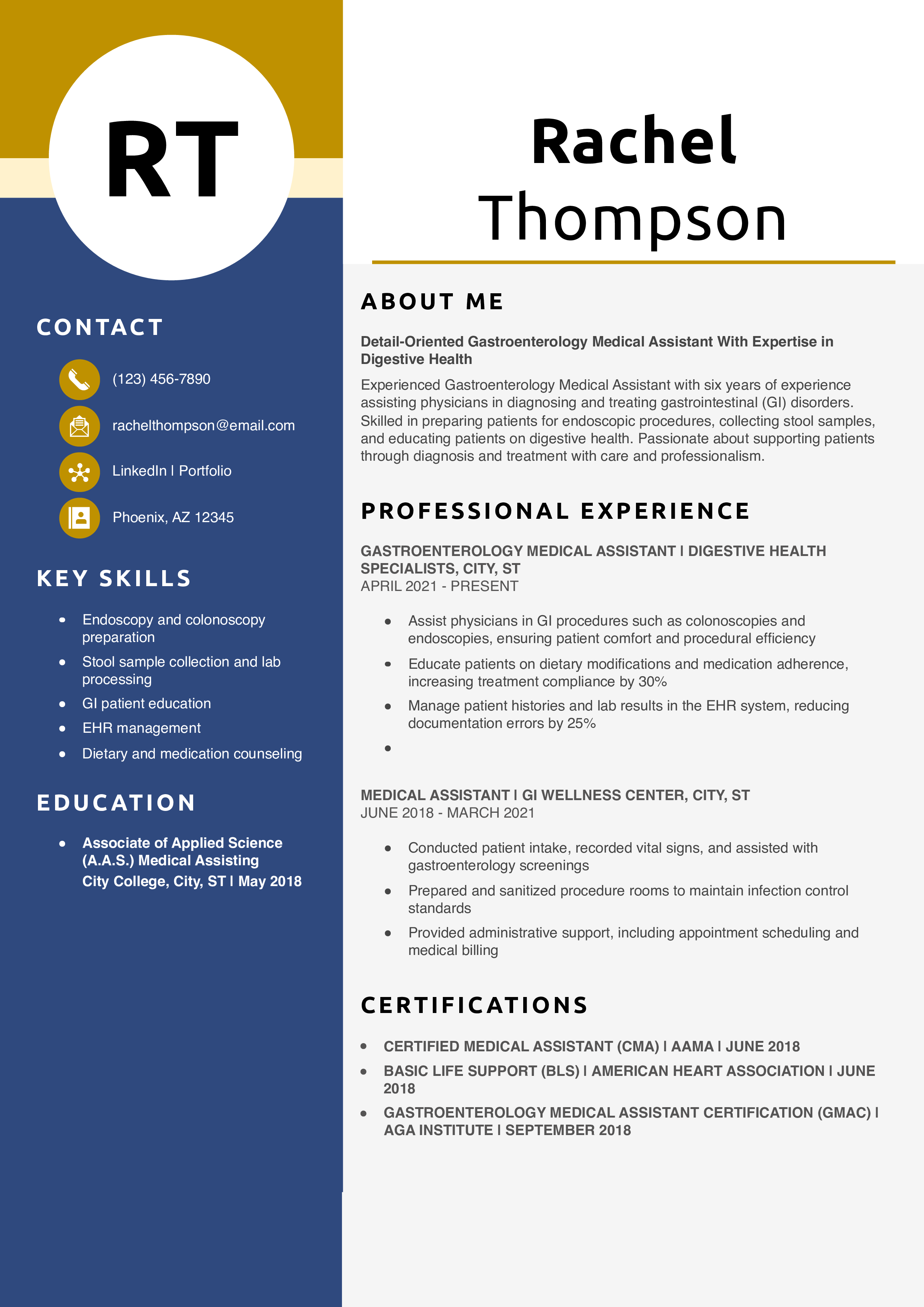 Gastroenterology Medical Assistant Resume Example