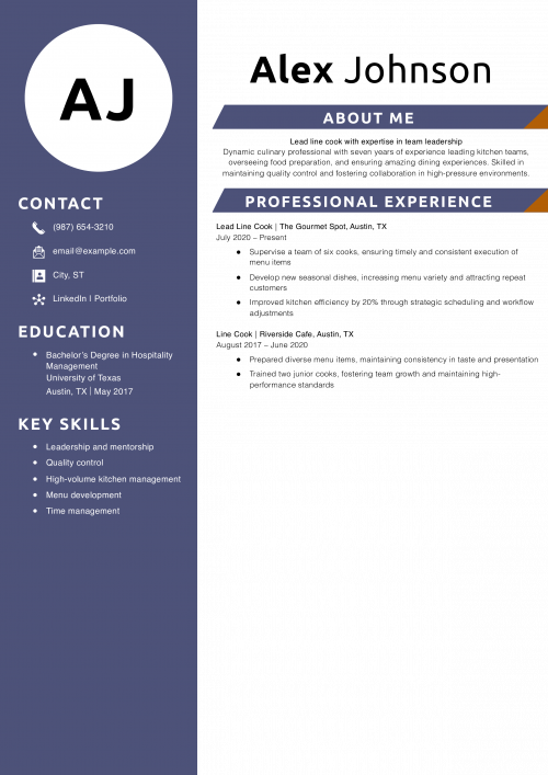 Lead line cook resume