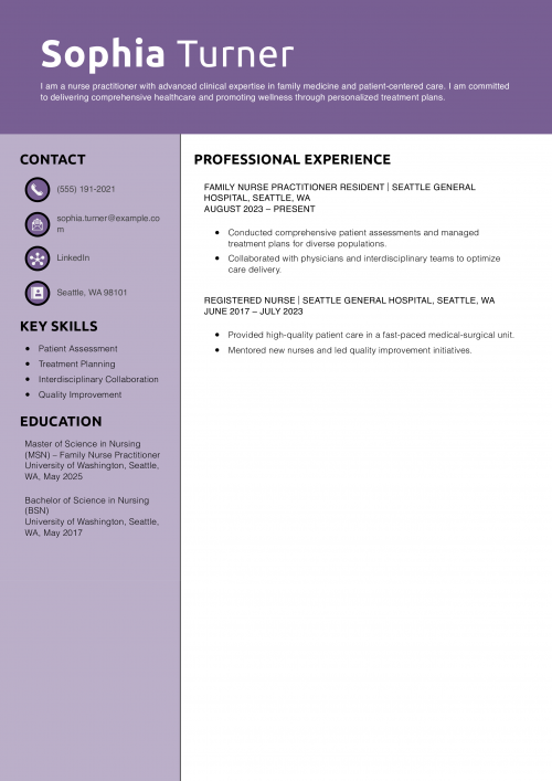 Nurse Practitioner Resume Example