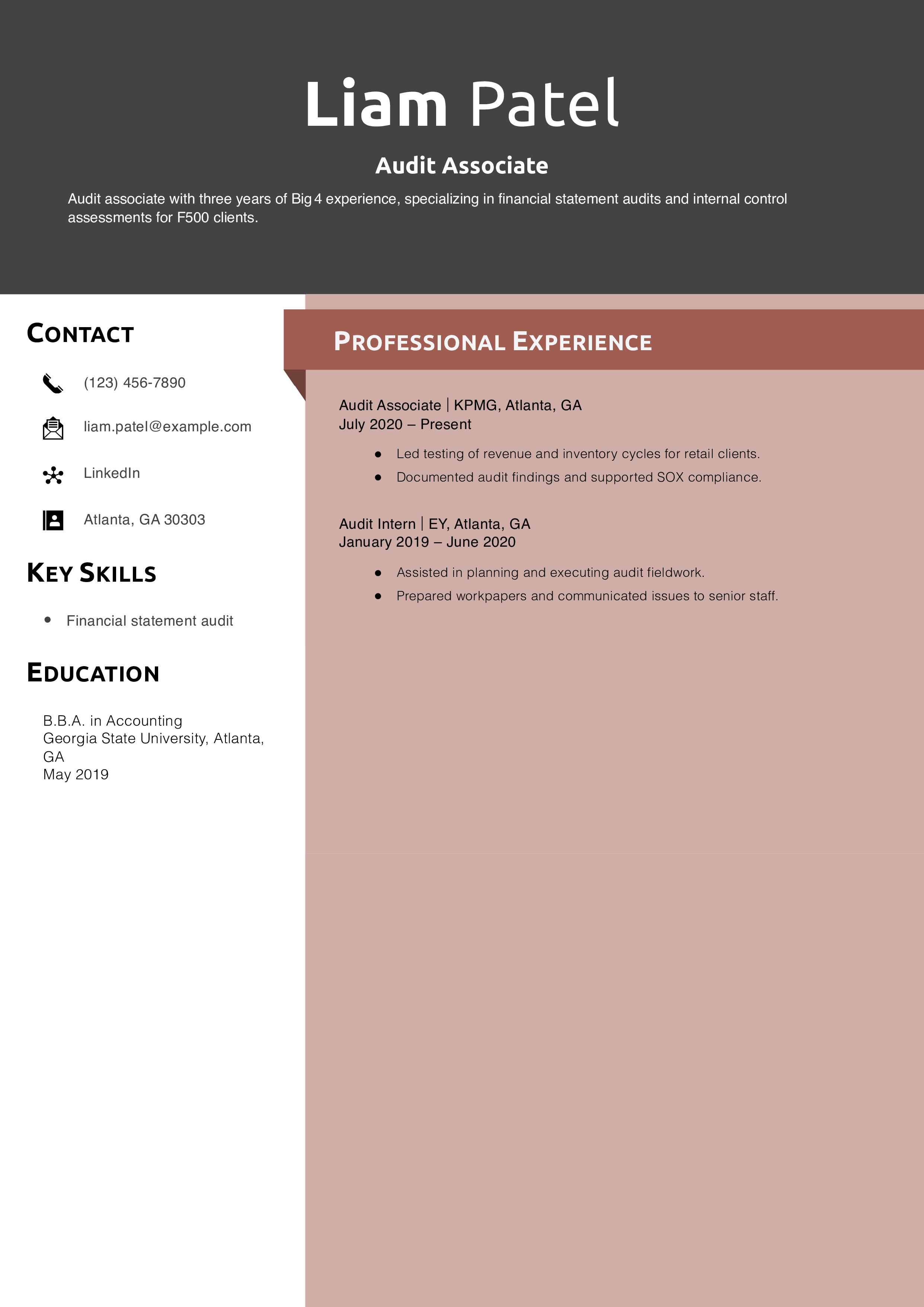 Audit Associate Resume Example