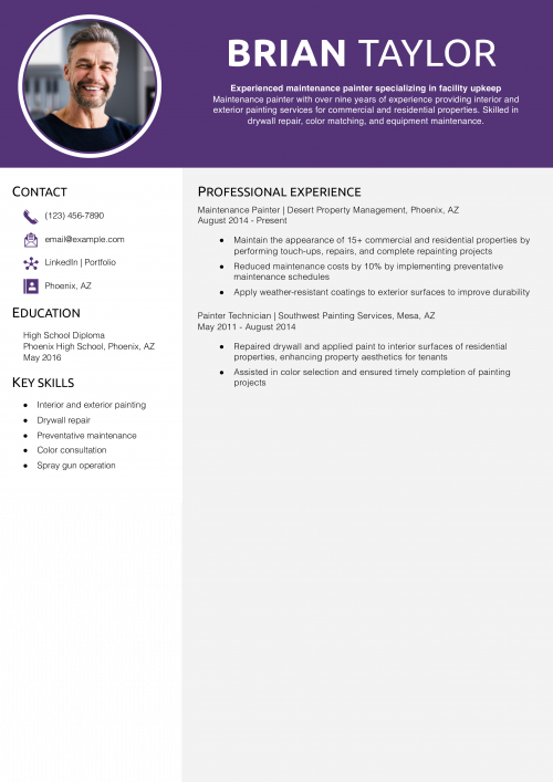 Maintenance painter resume
