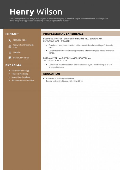 Strategic Business Analyst Resume Example