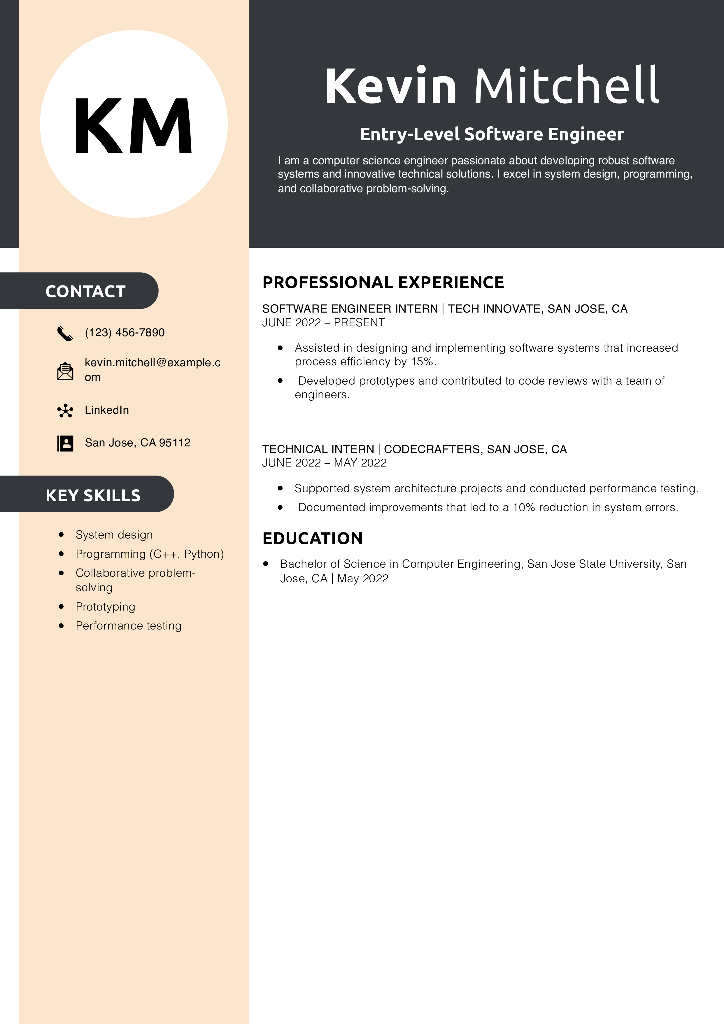 Entry-Level Software Engineer Resume Example