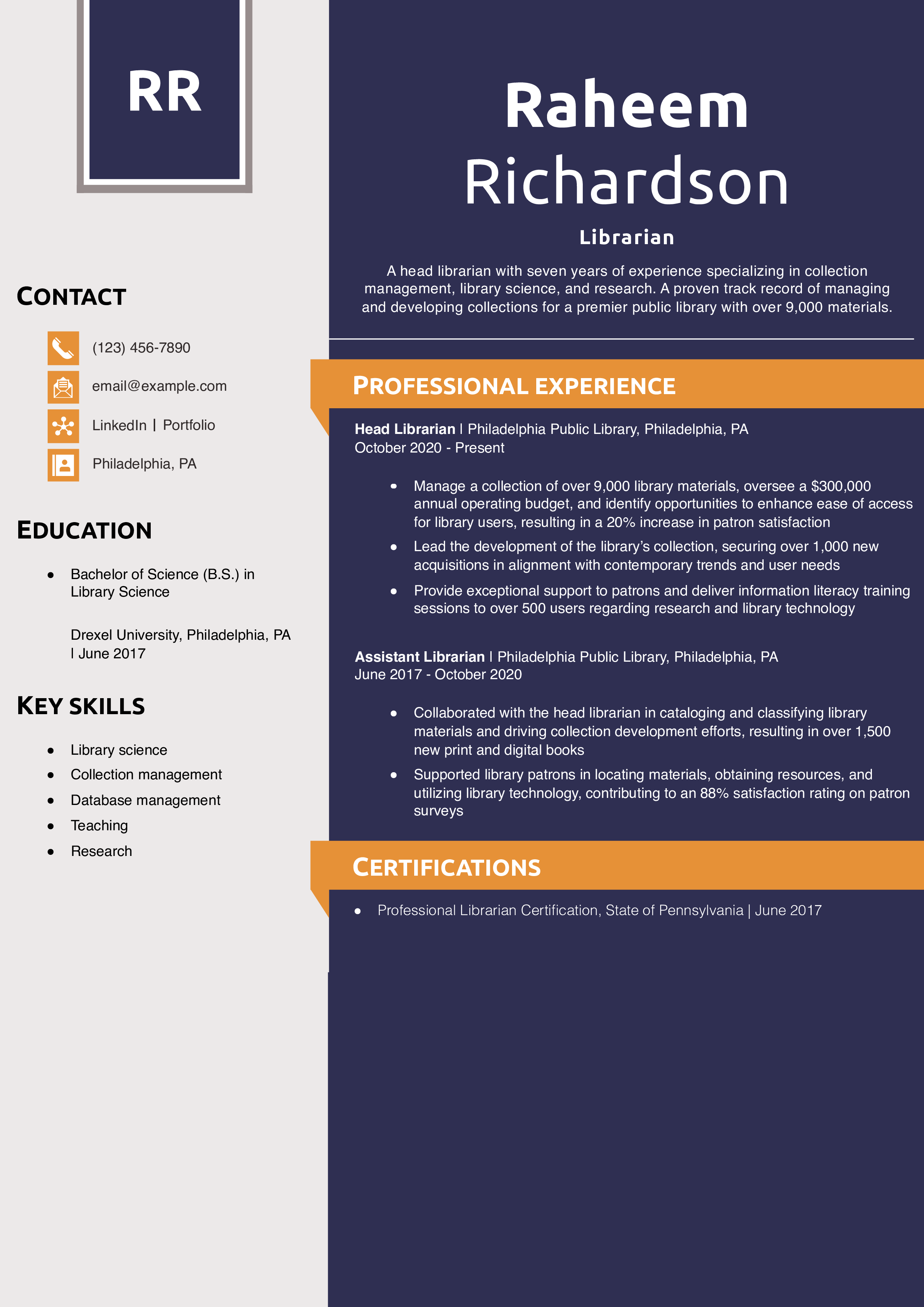 Librarian Resume Examples and Templates