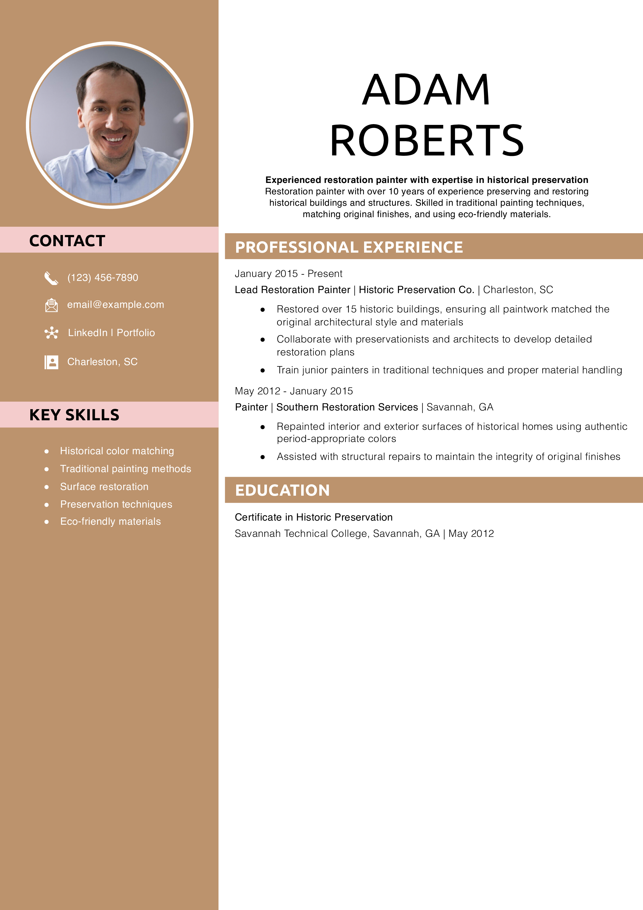 Restoration painter resume