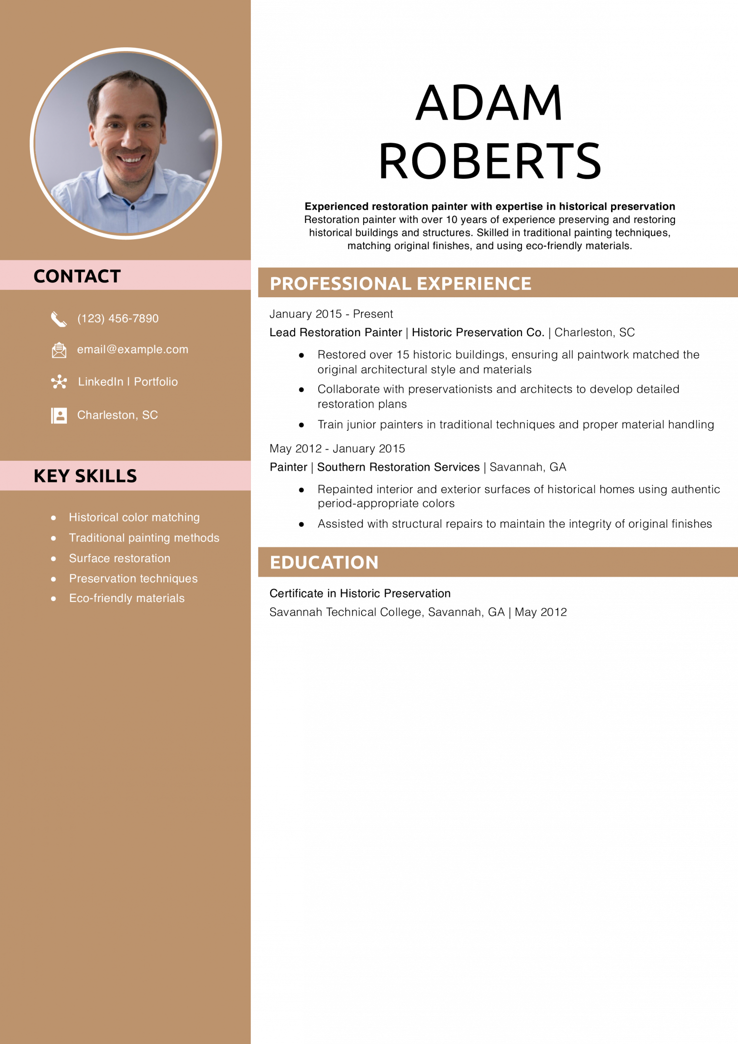 Restoration painter resume