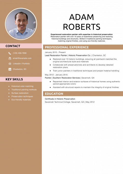 Restoration painter resume