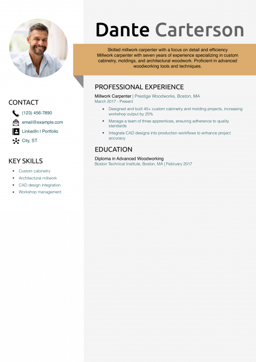 Millwork carpenter resume
