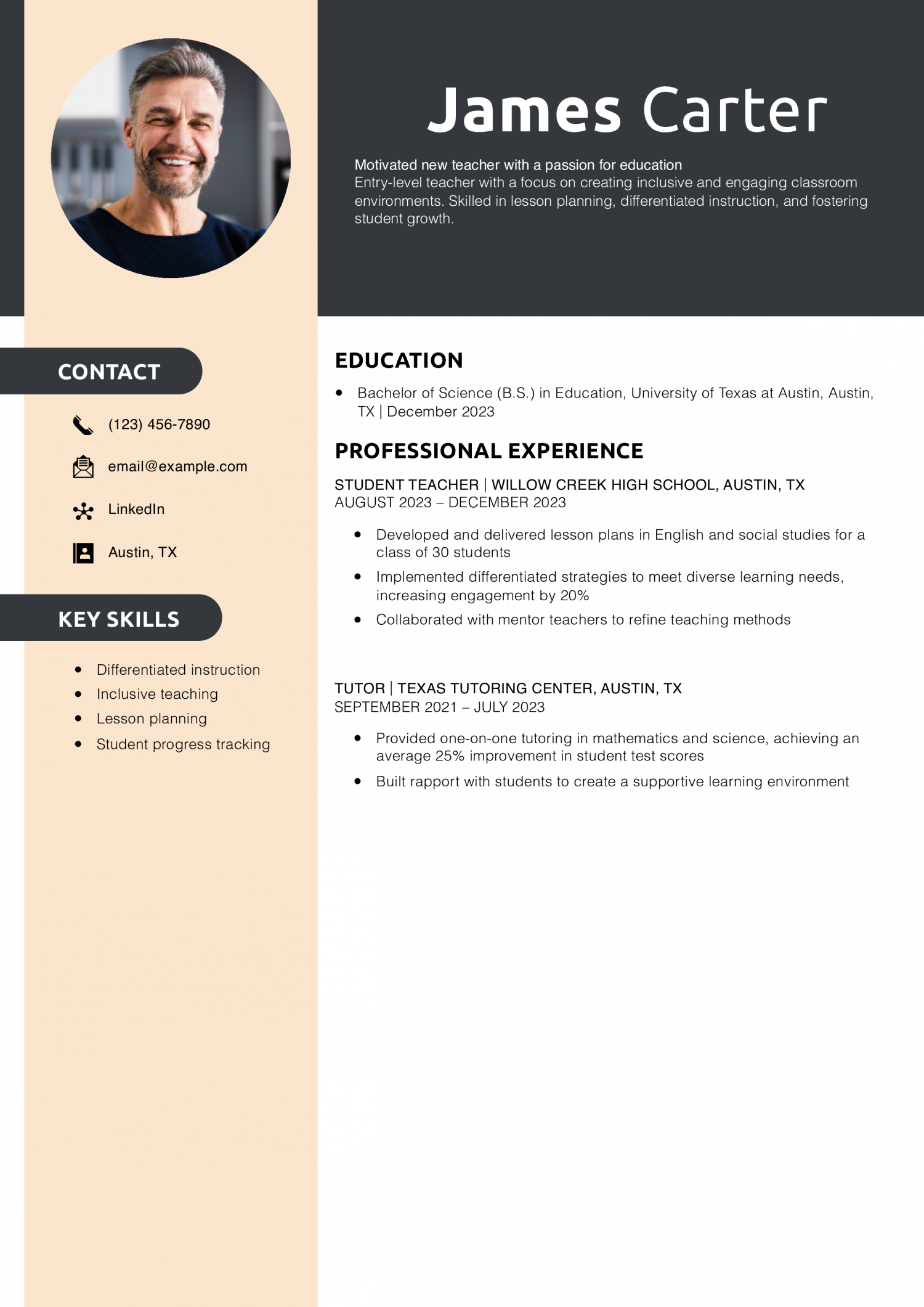New teacher resume example