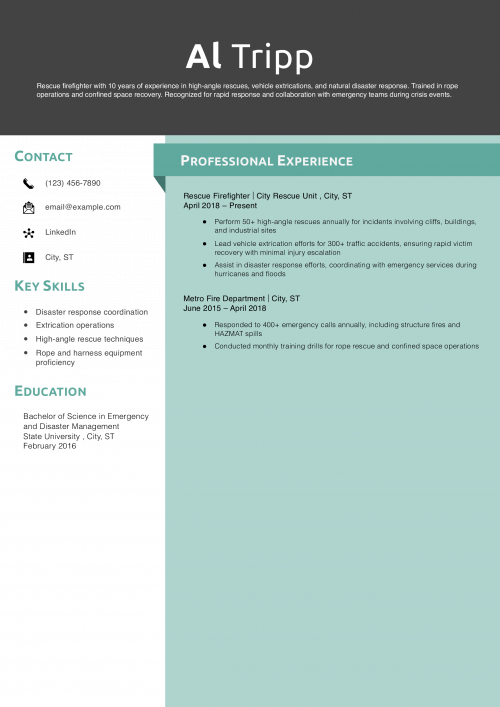 Rescue Firefighter Resume
