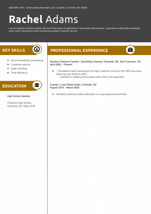 Express Checkout Cashier Resume Example