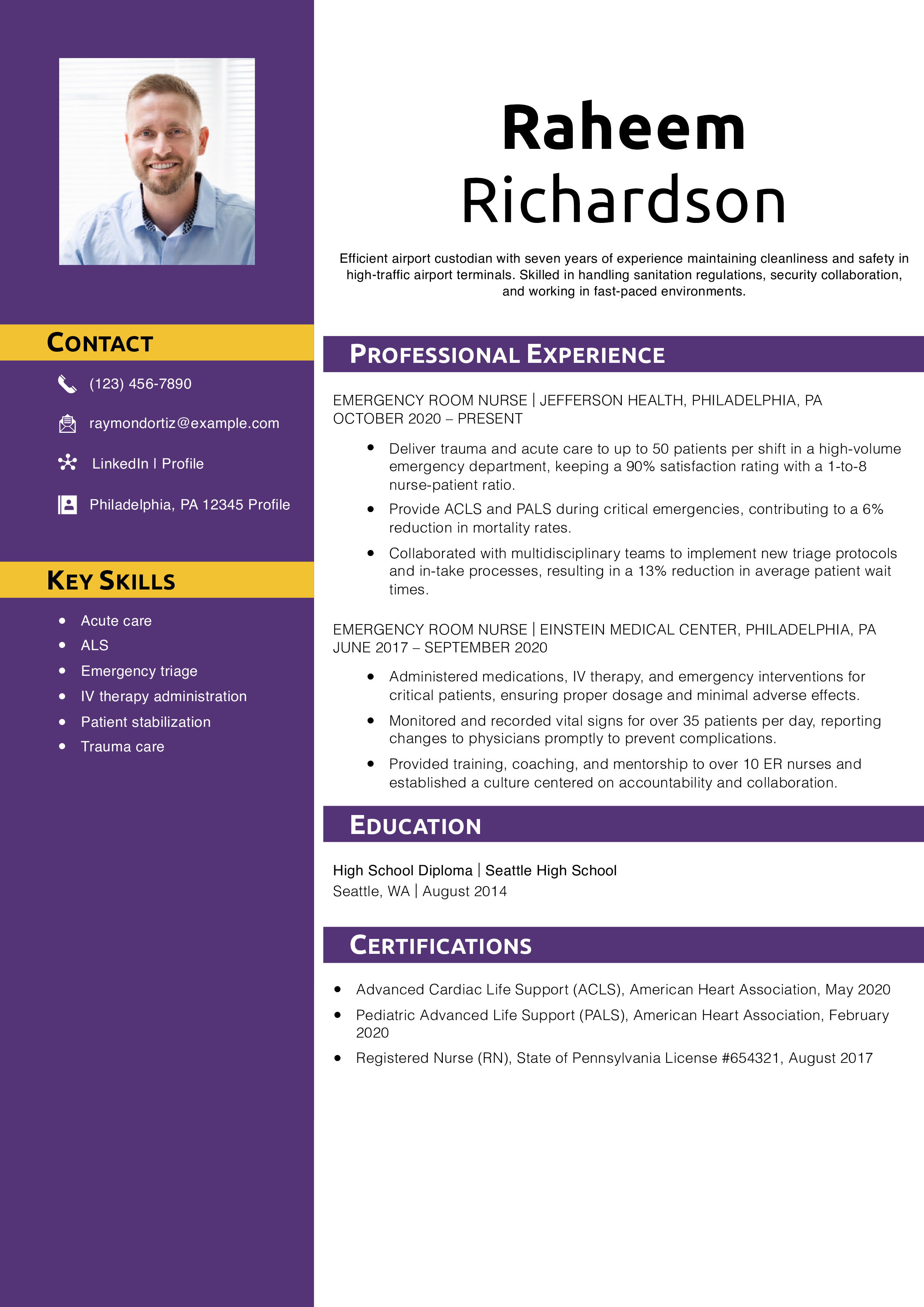 Emergency Room Nurse Resume