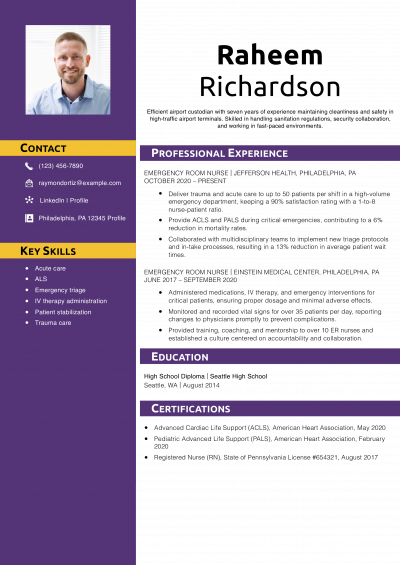 Emergency Room Nurse Resume