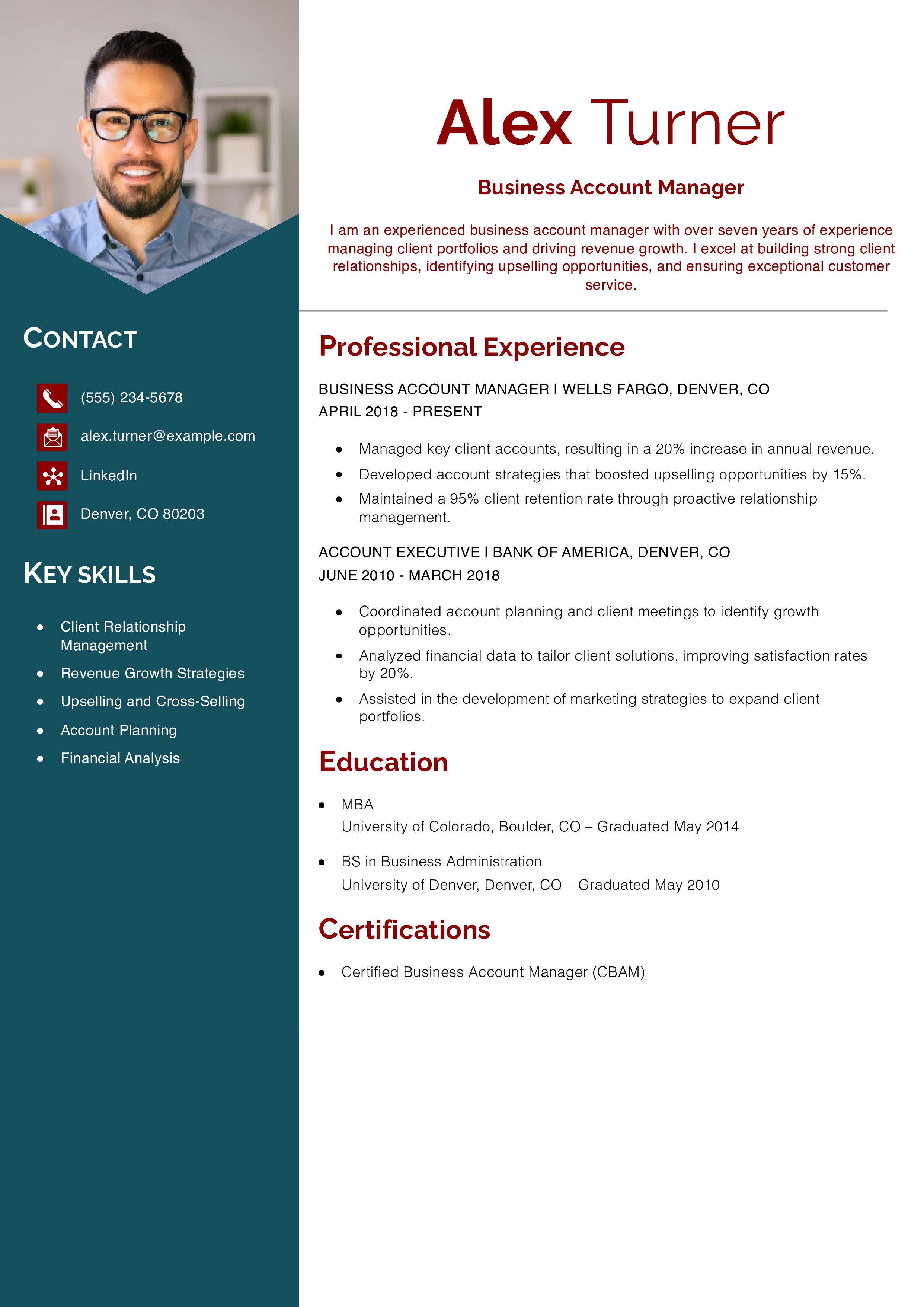 Business Account Manager Resume Example