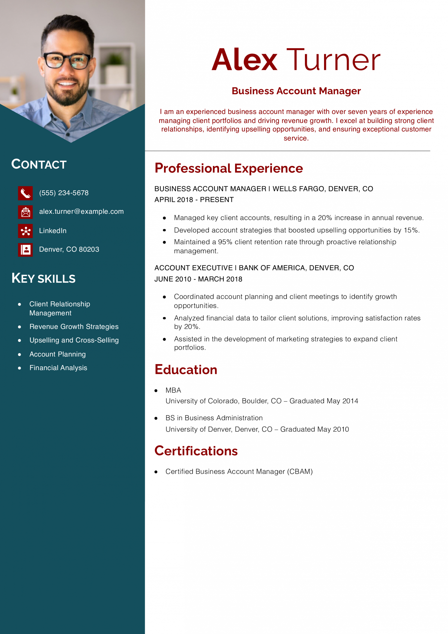 Business Account Manager Resume Example