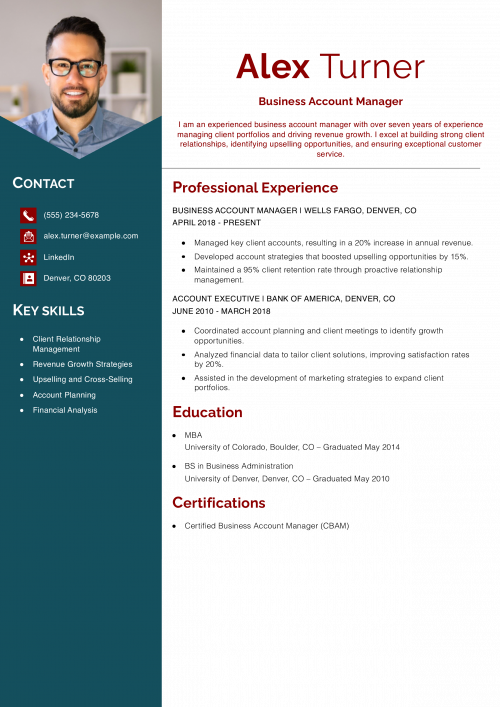 Business Account Manager Resume Example