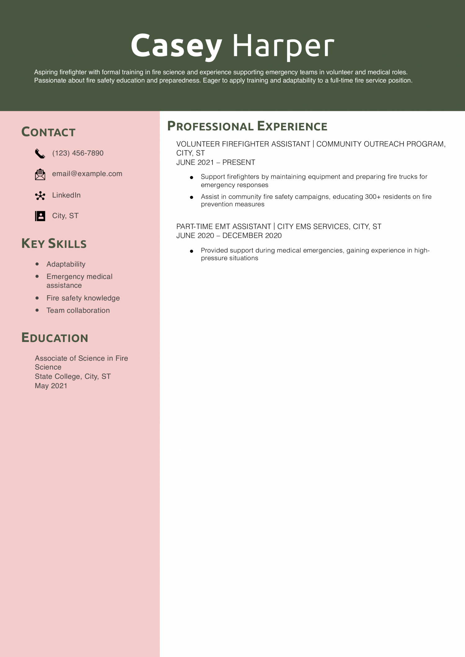 Aspiring Firefighter Resume