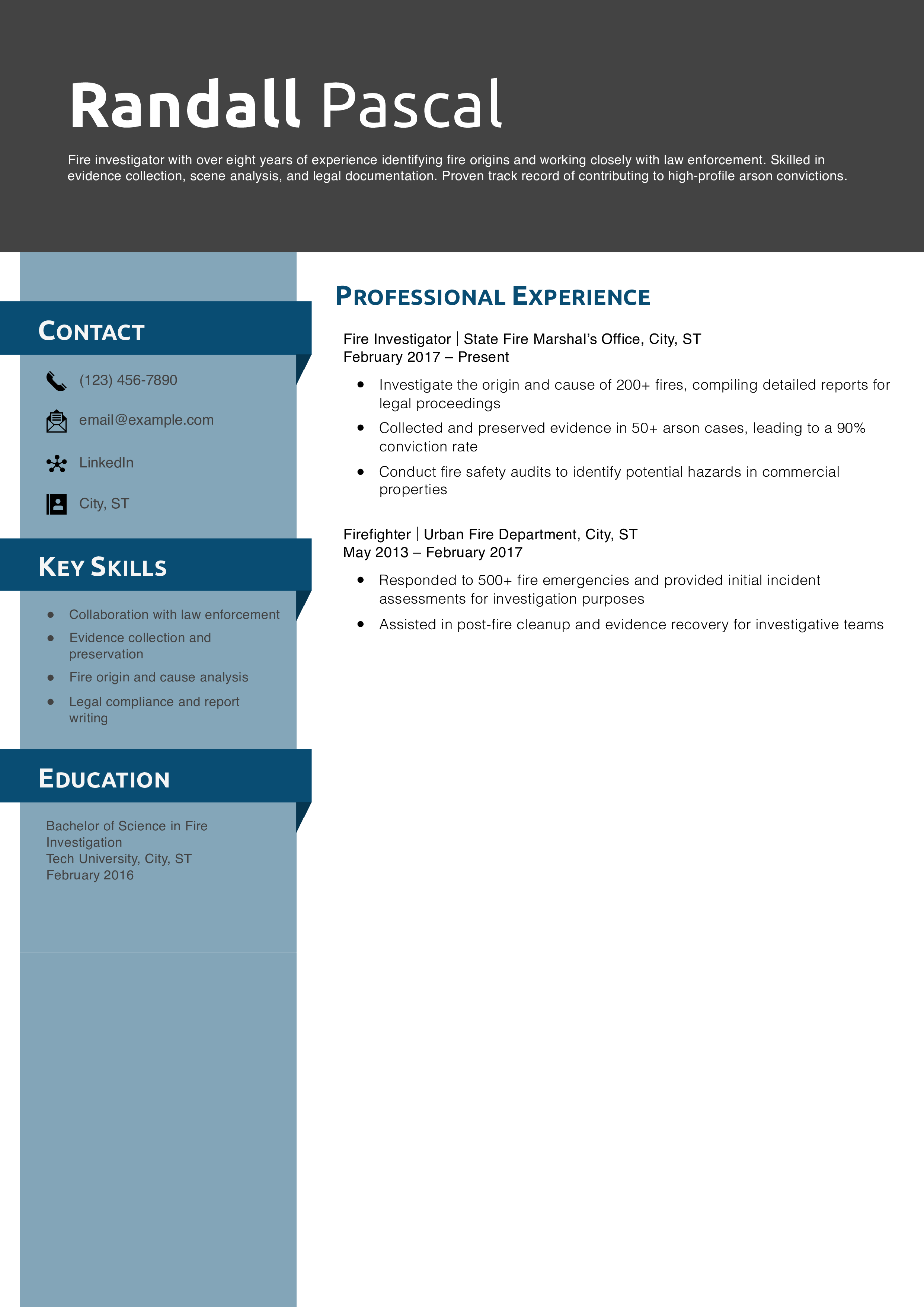 Fire Investigator Resume