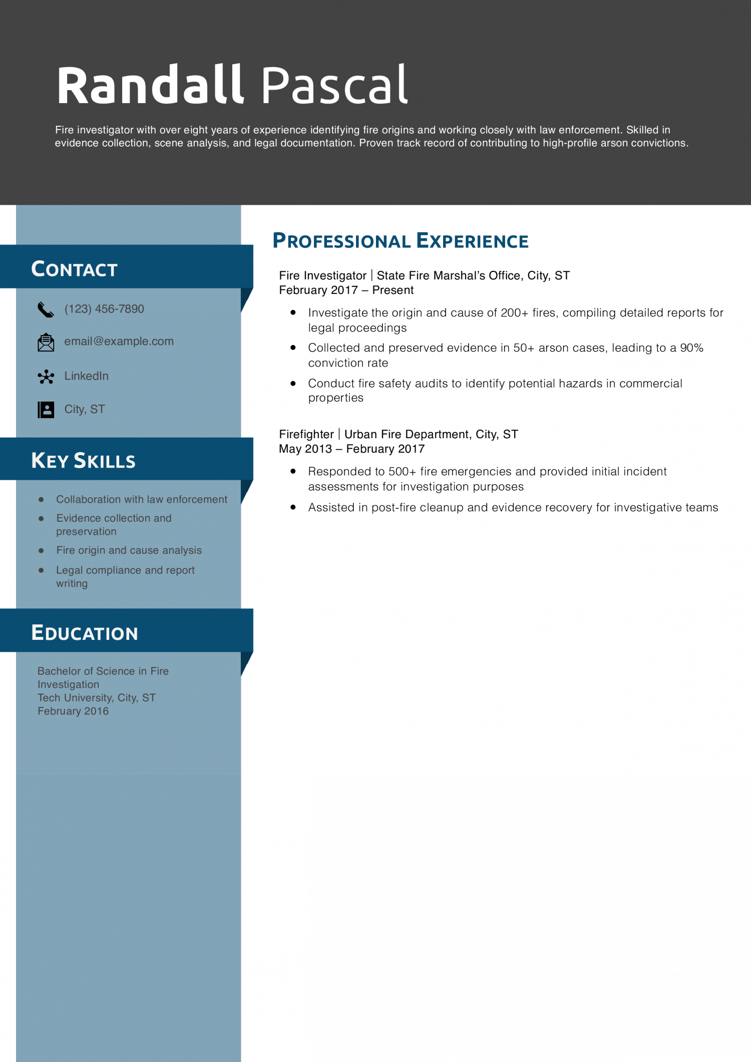 Fire Investigator Resume