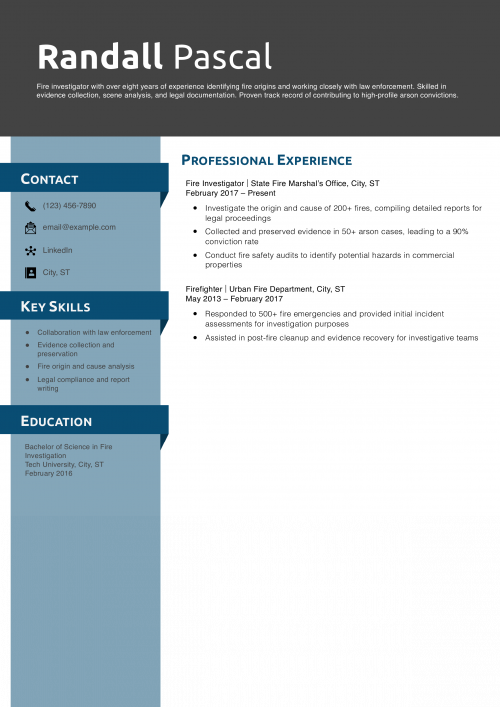 Fire Investigator Resume