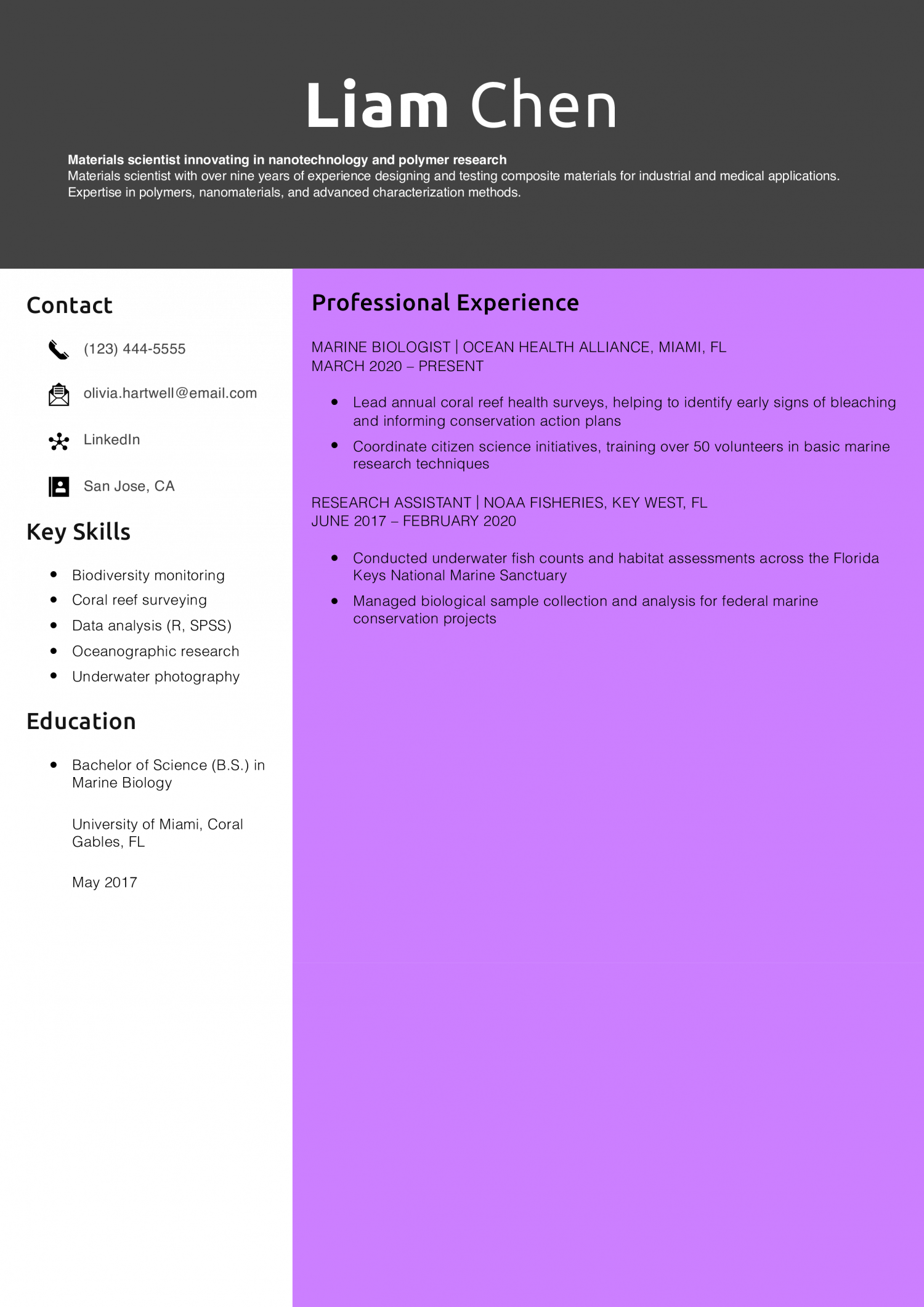 Materials Scientist Resume Example