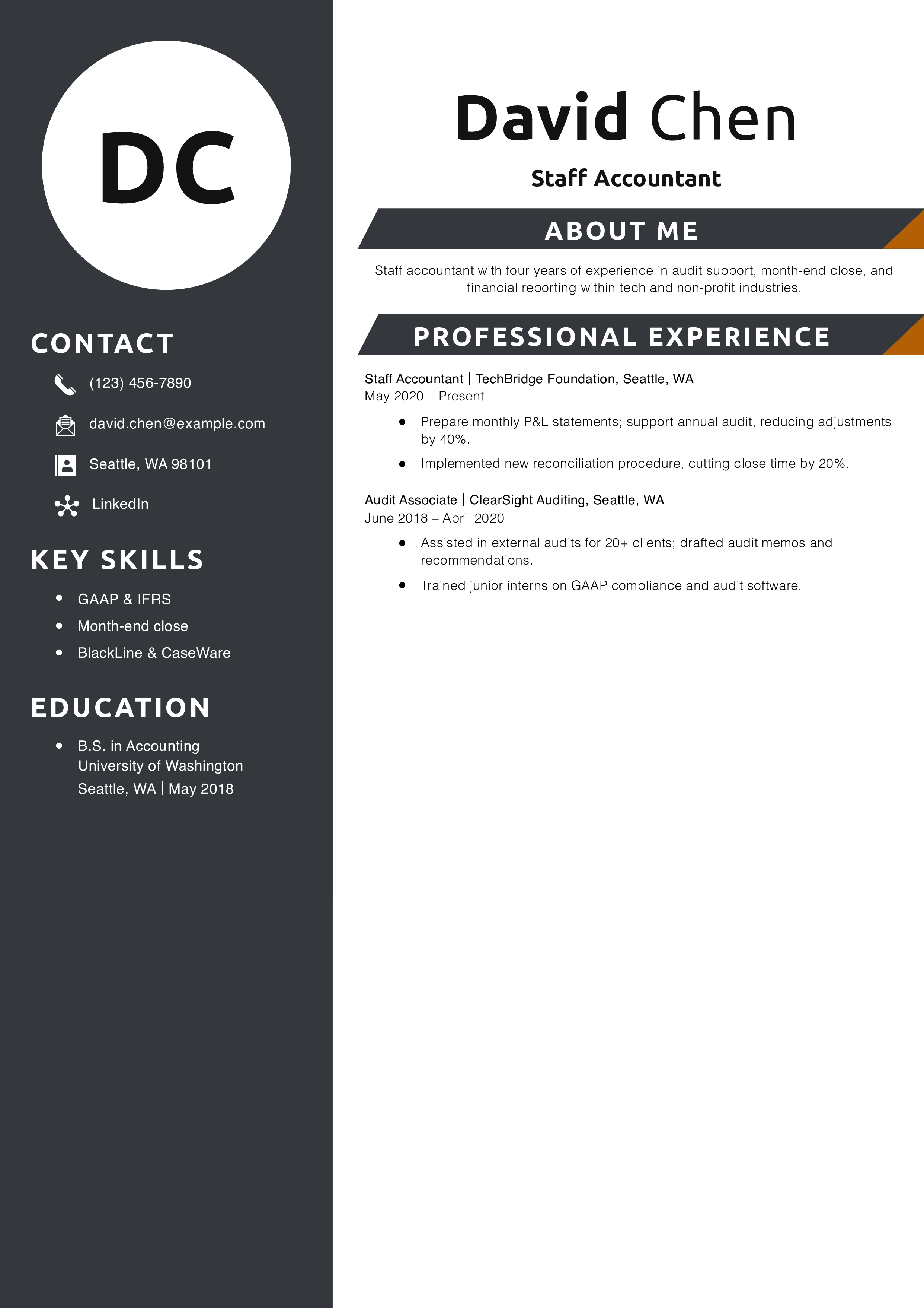 Staff Accountant Resume Example