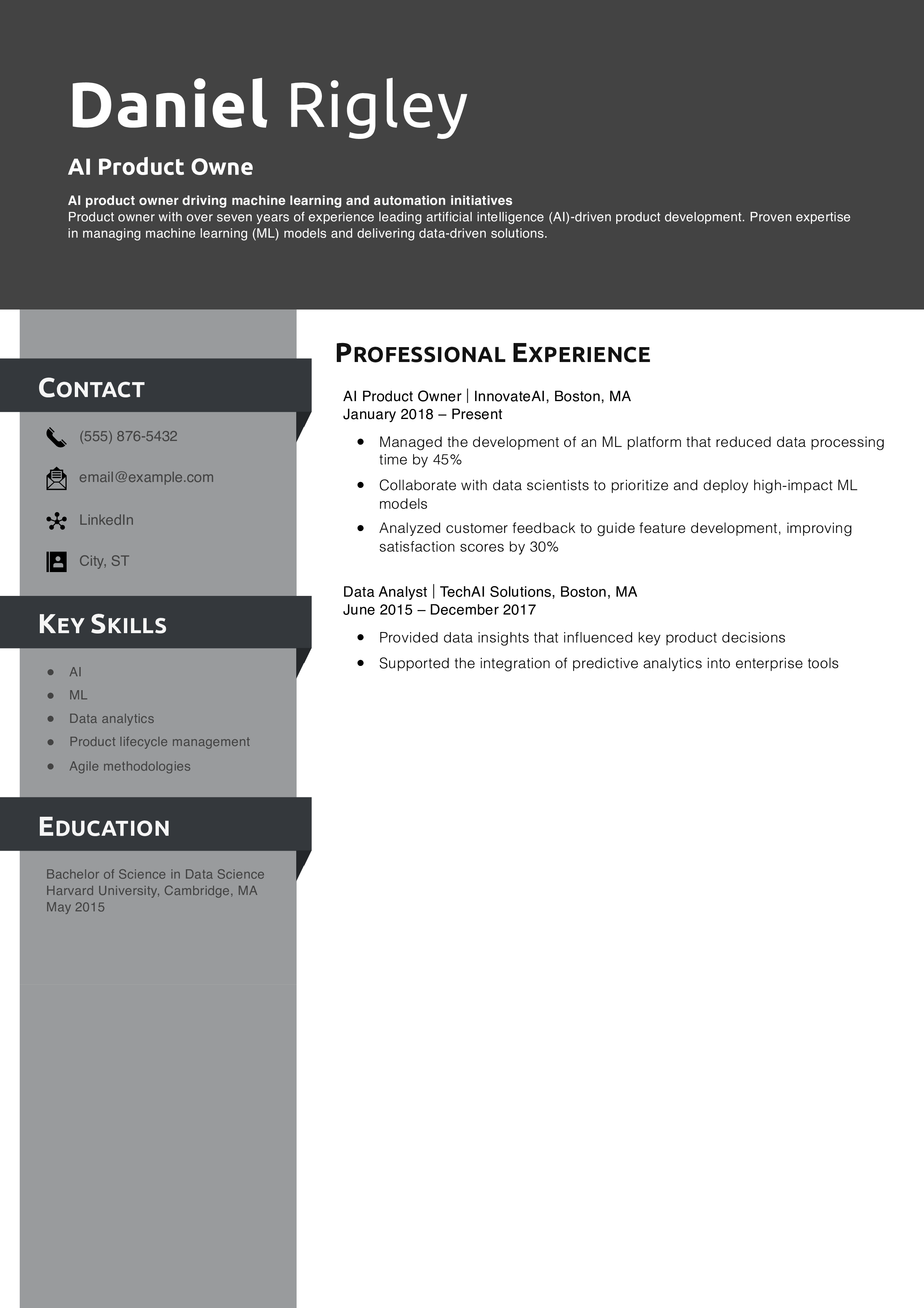 AI Product Owner Resume
