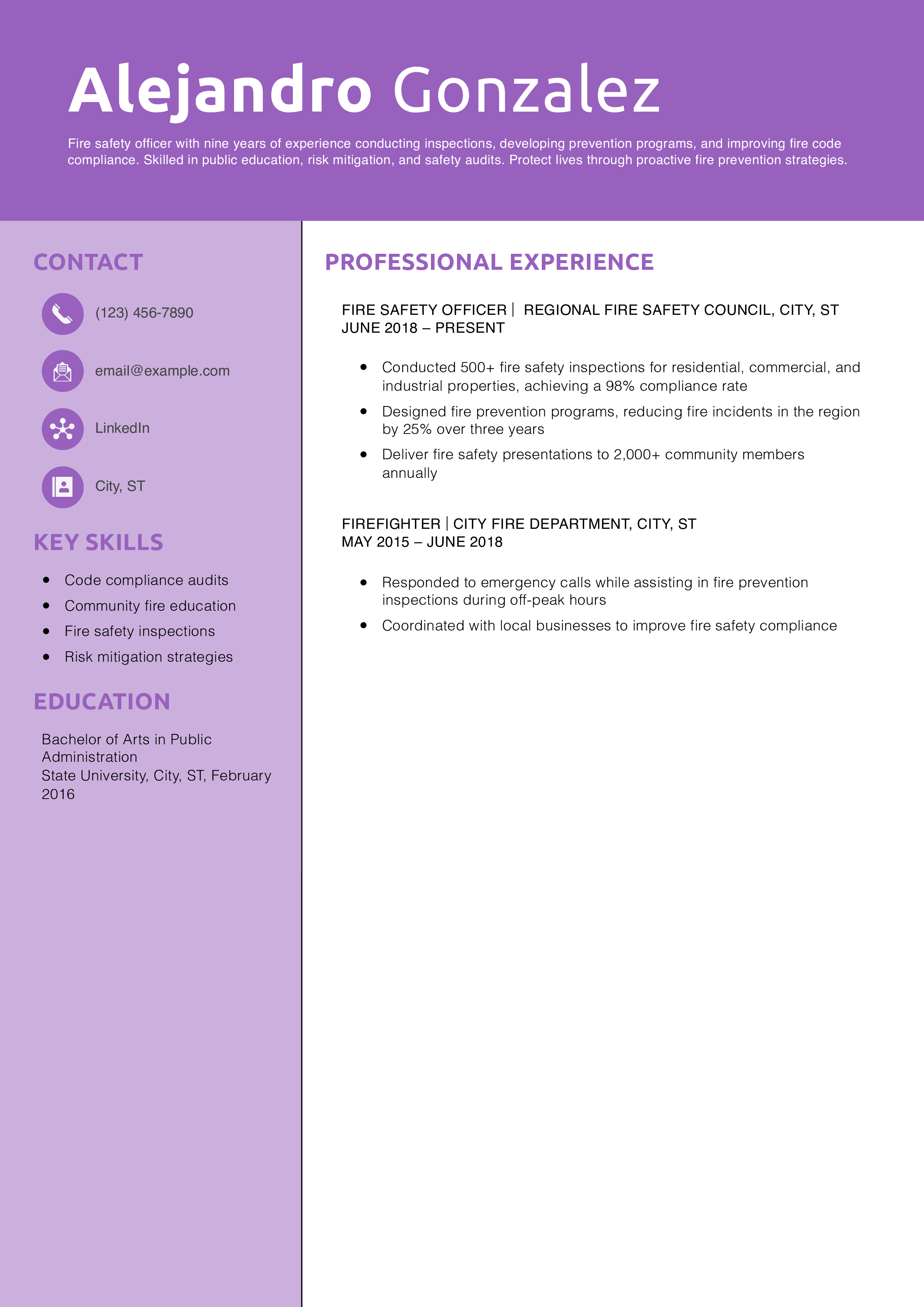 Fire Safety Officer Resume
