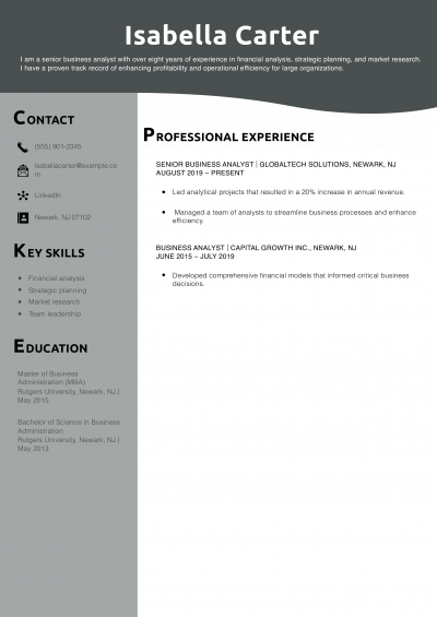 Senior Business Resume Example 