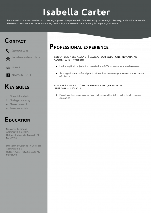 Senior Business Resume Example 