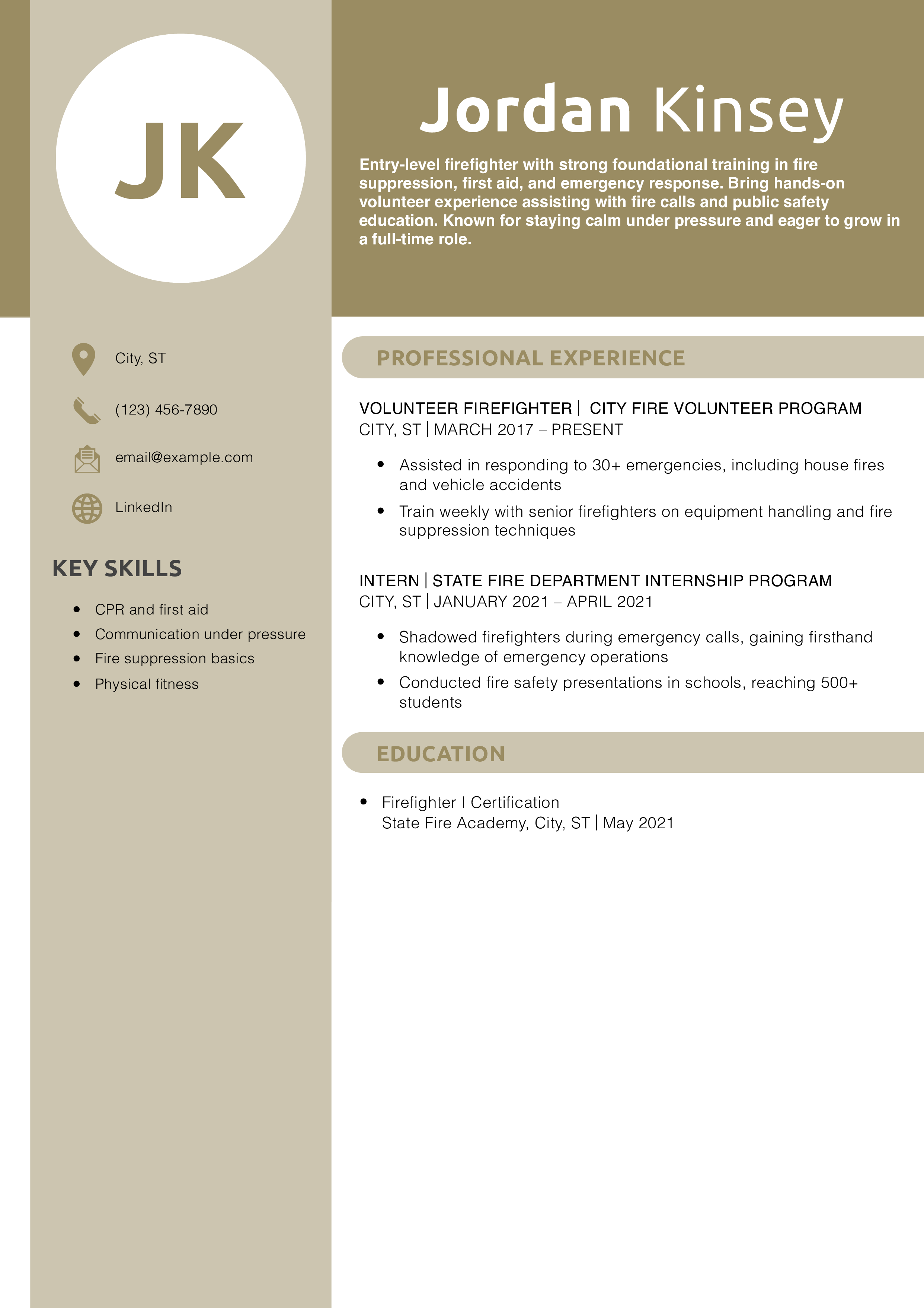 Entry-Level Firefighter Resume