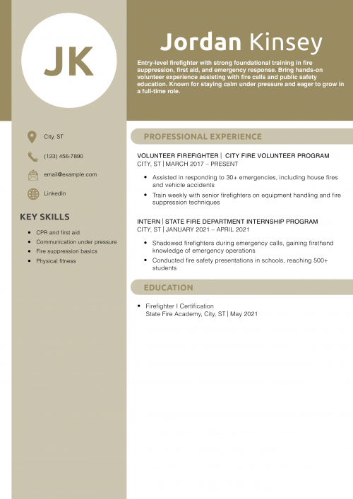Entry-Level Firefighter Resume
