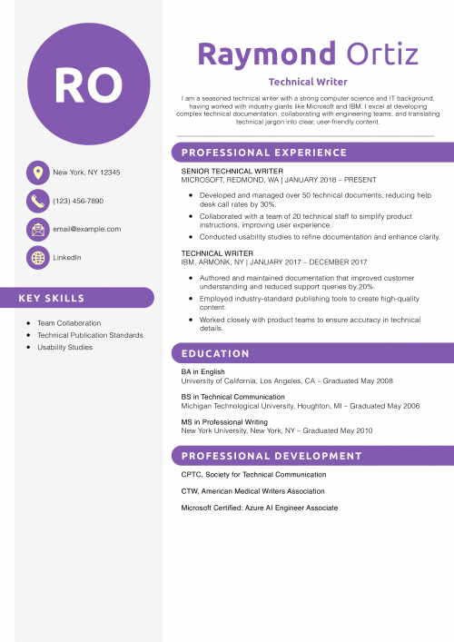 Technical Writer Resume Example