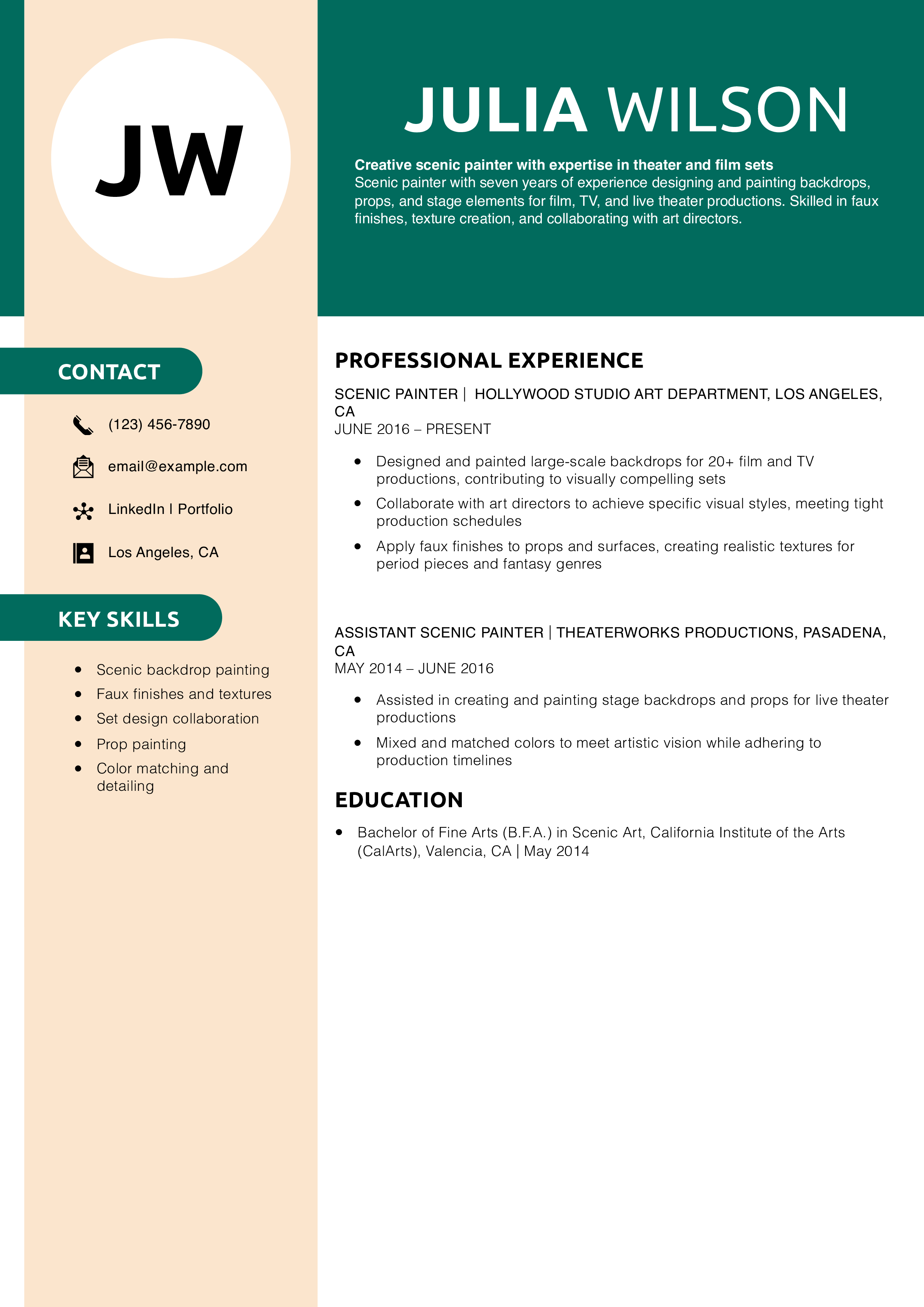 Scenic painter resume