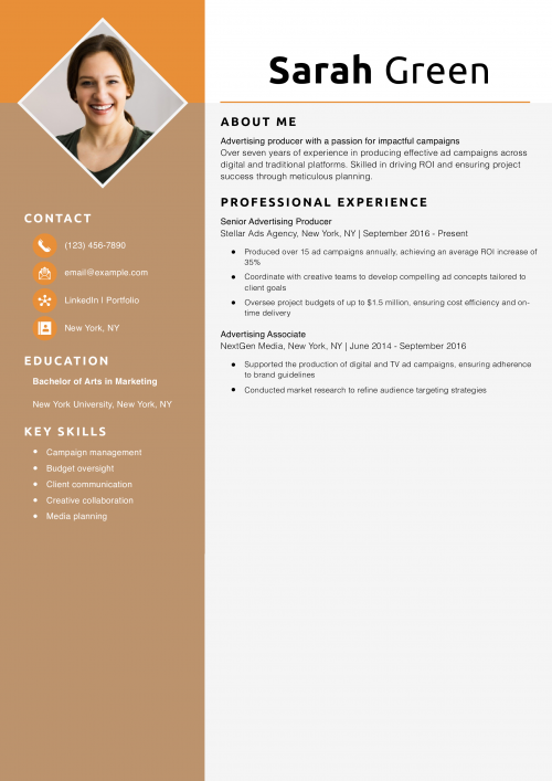 Advertising producer resume