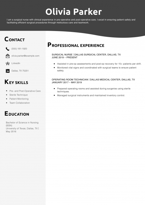 Surgical Nurse Resume Example