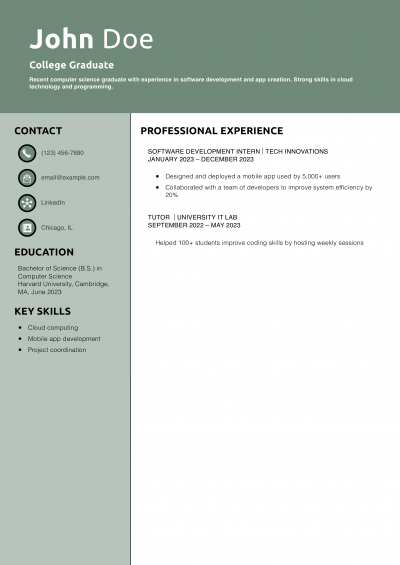 College Graduate Resume Example