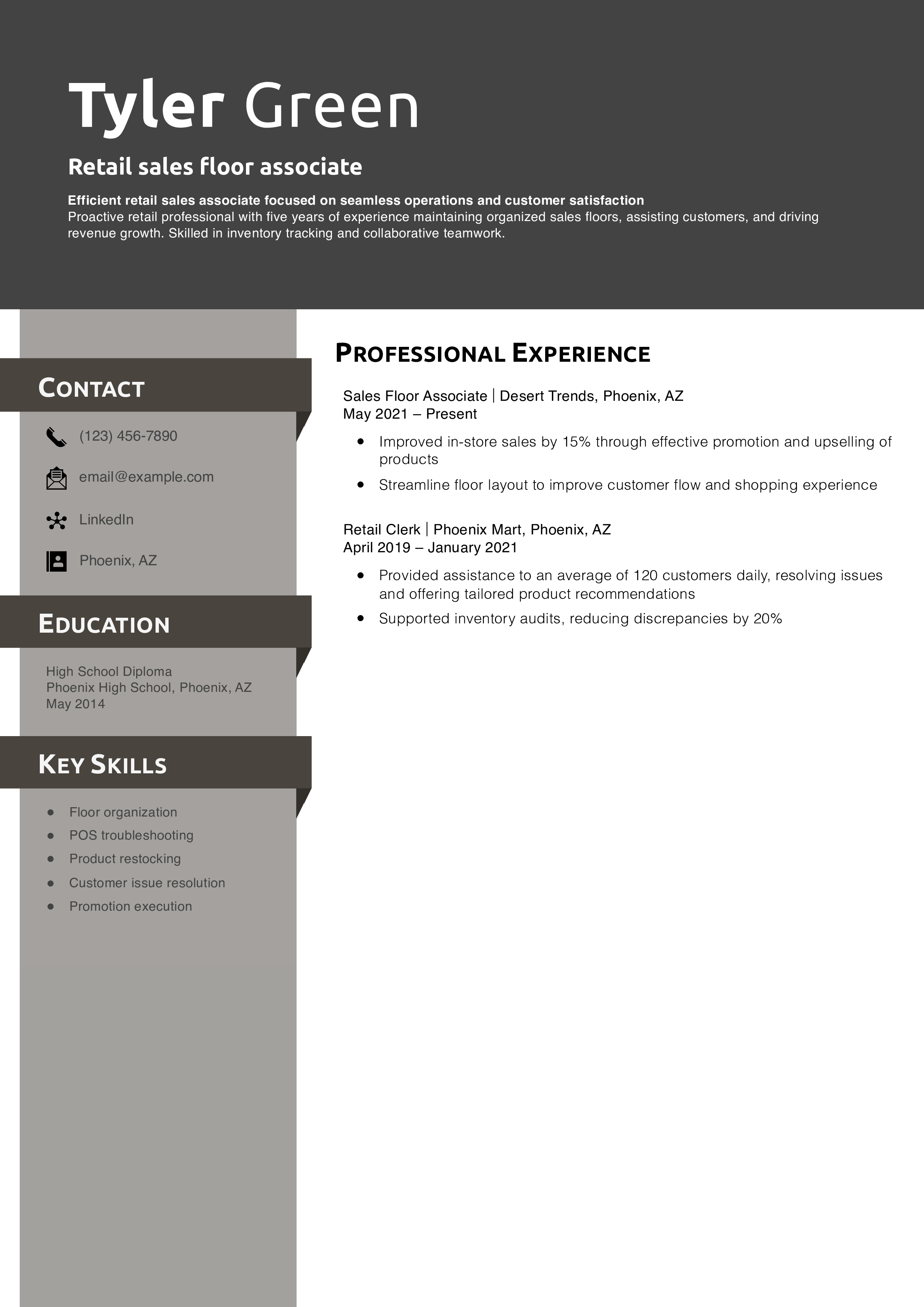 Retail sales floor associate resume
