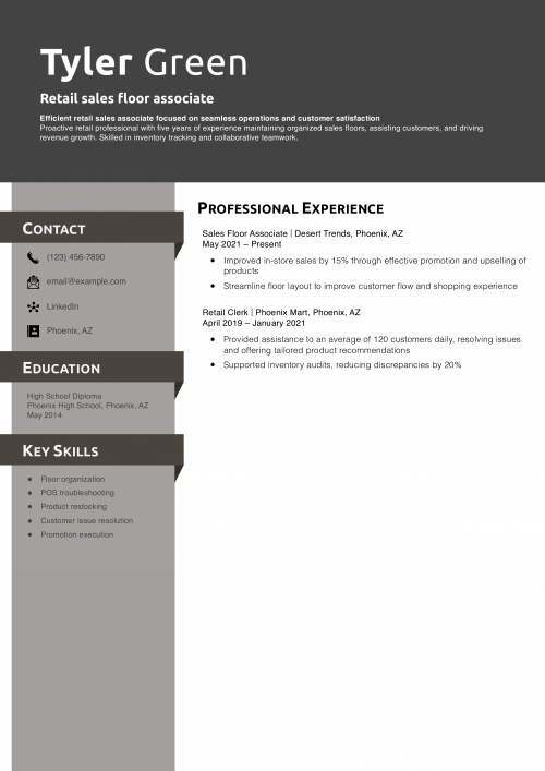 Retail sales floor associate resume