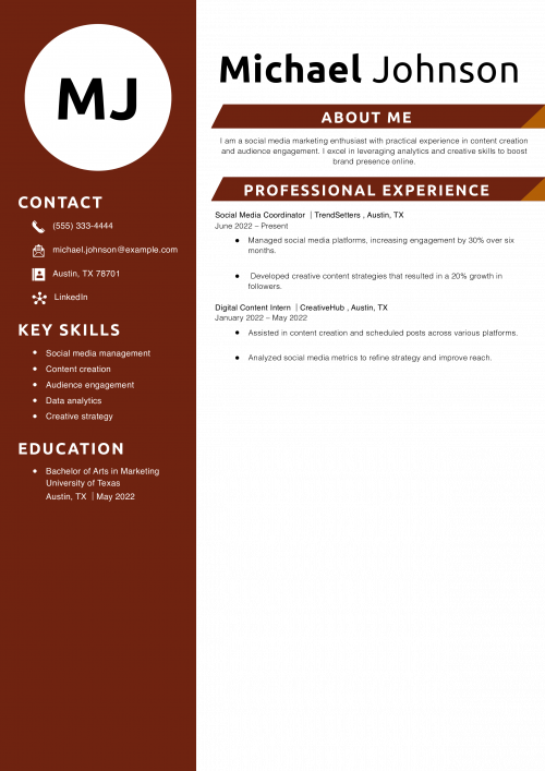  Social Media Marketing Resume Example 